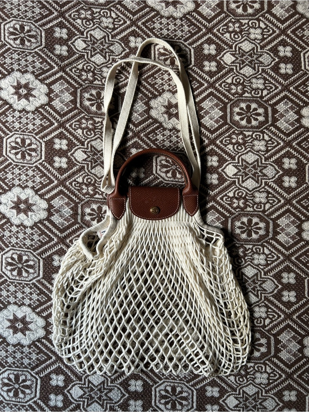 Longchamp Le Pliage Filet Ecru Mesh Pouch Bag